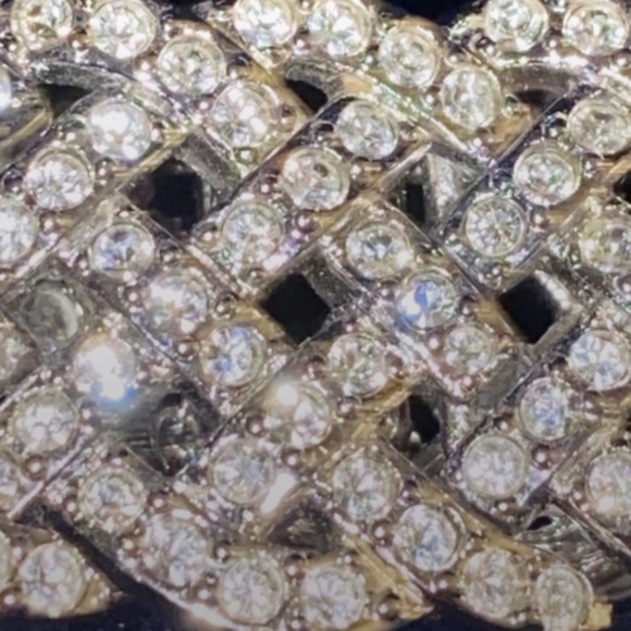 VTG Swarovski Bracelet signed Criss Crossed Weave ~ rhodium plated - Picture 10 of 12